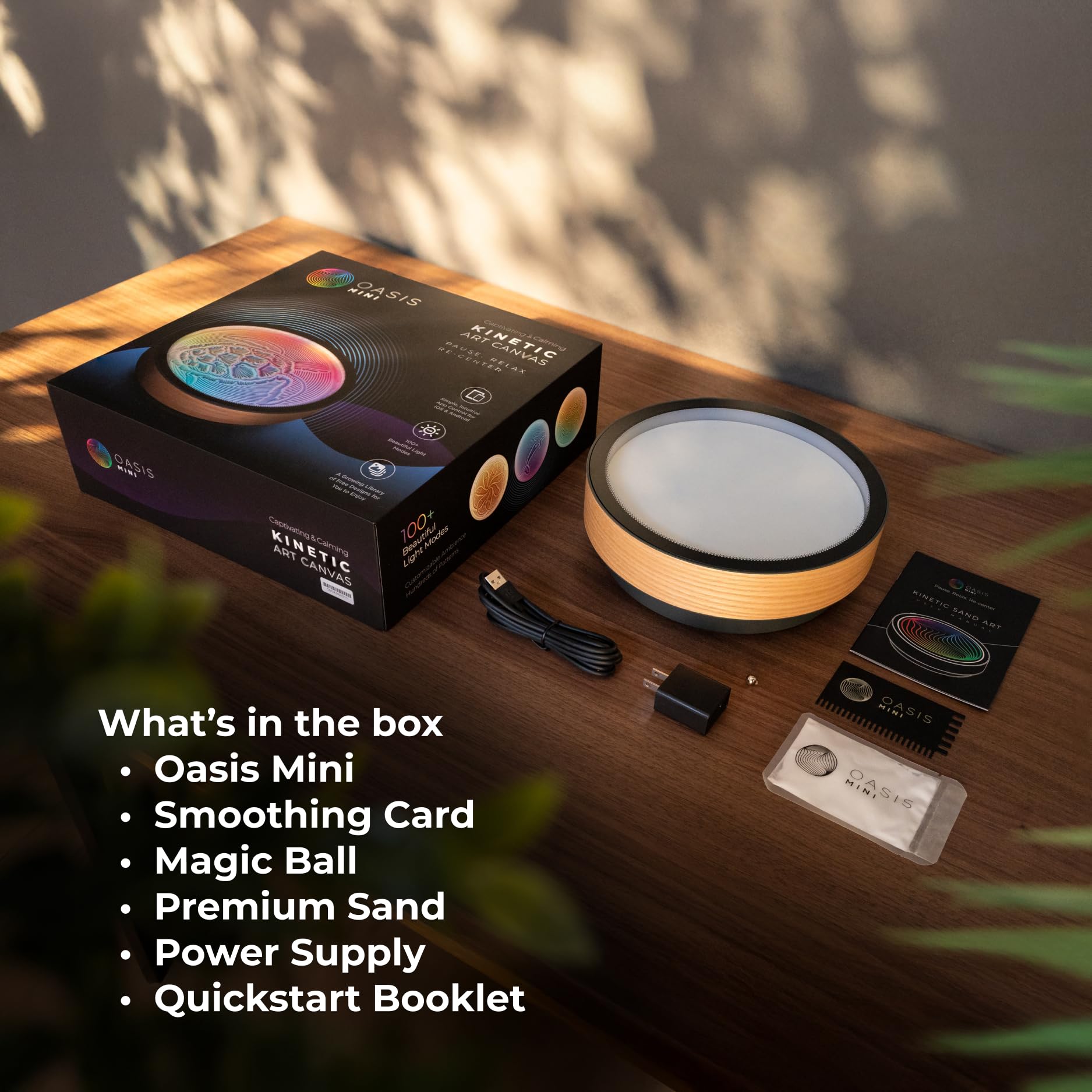 Mini Sand Art Table with Bamboo Frame Smart LED Lighting and App Control