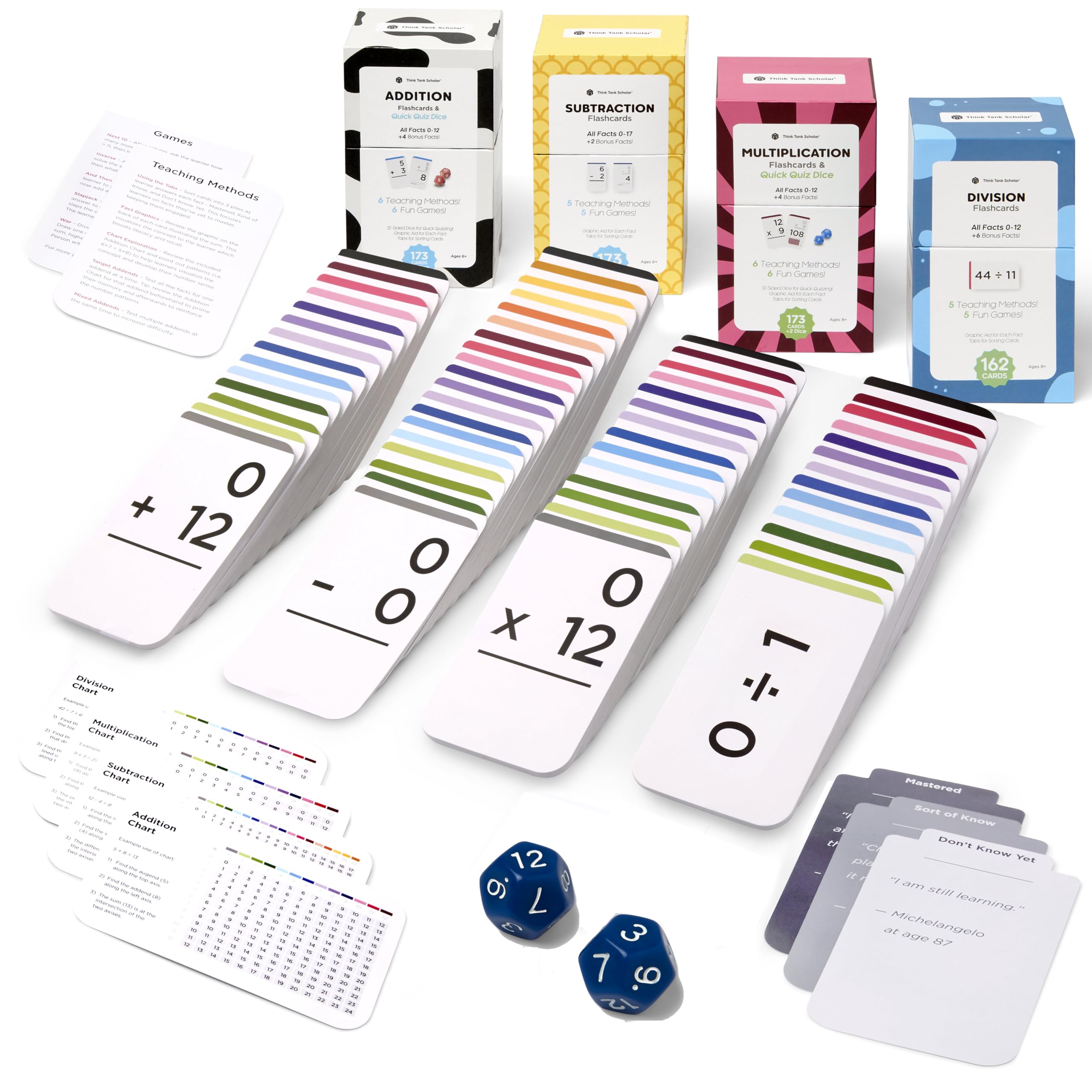 Jumbo Math Flash Cards with Dice for Addition Subtraction Multiplication