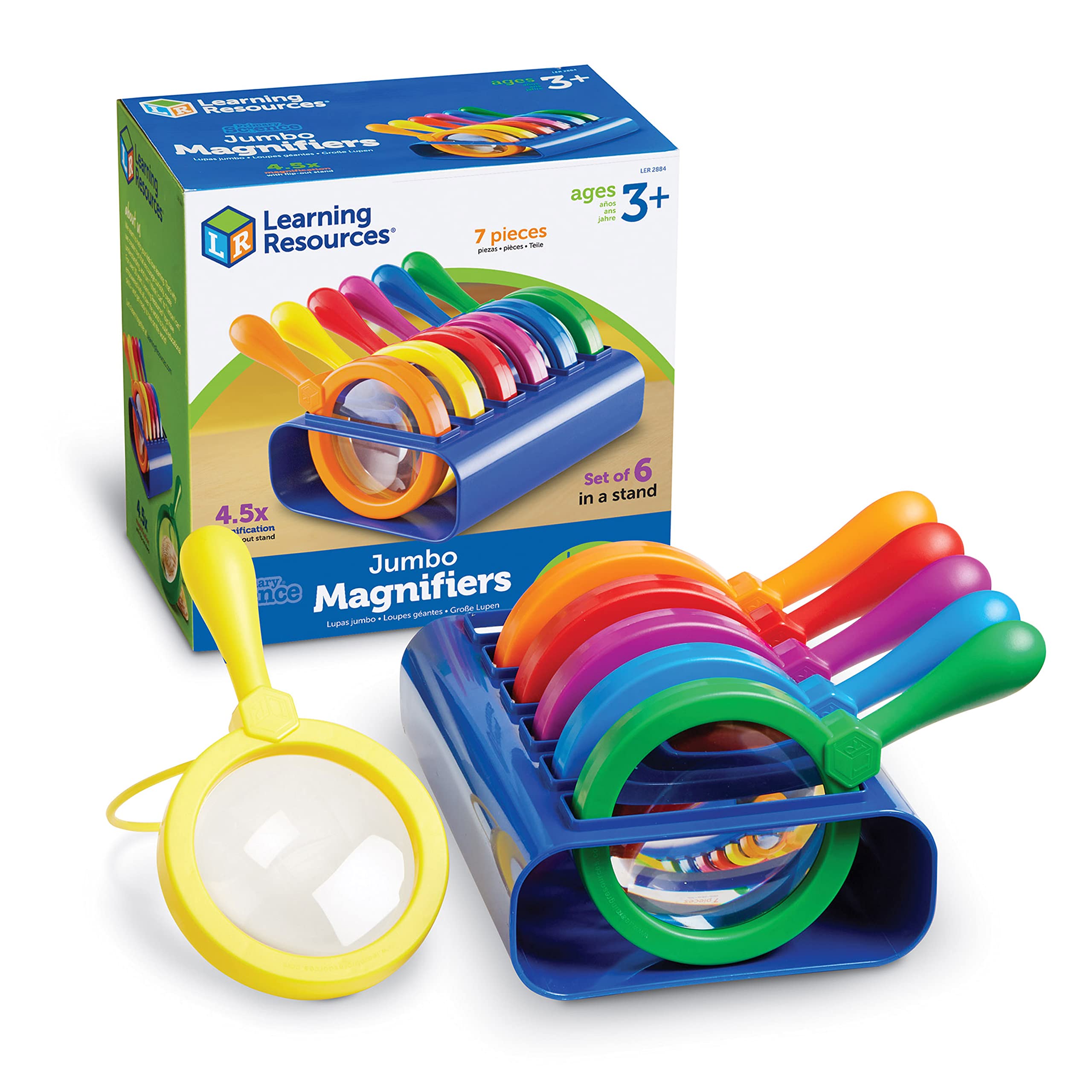 Primary Science Jumbo Magnifiers with Stands Set of Six for Kids