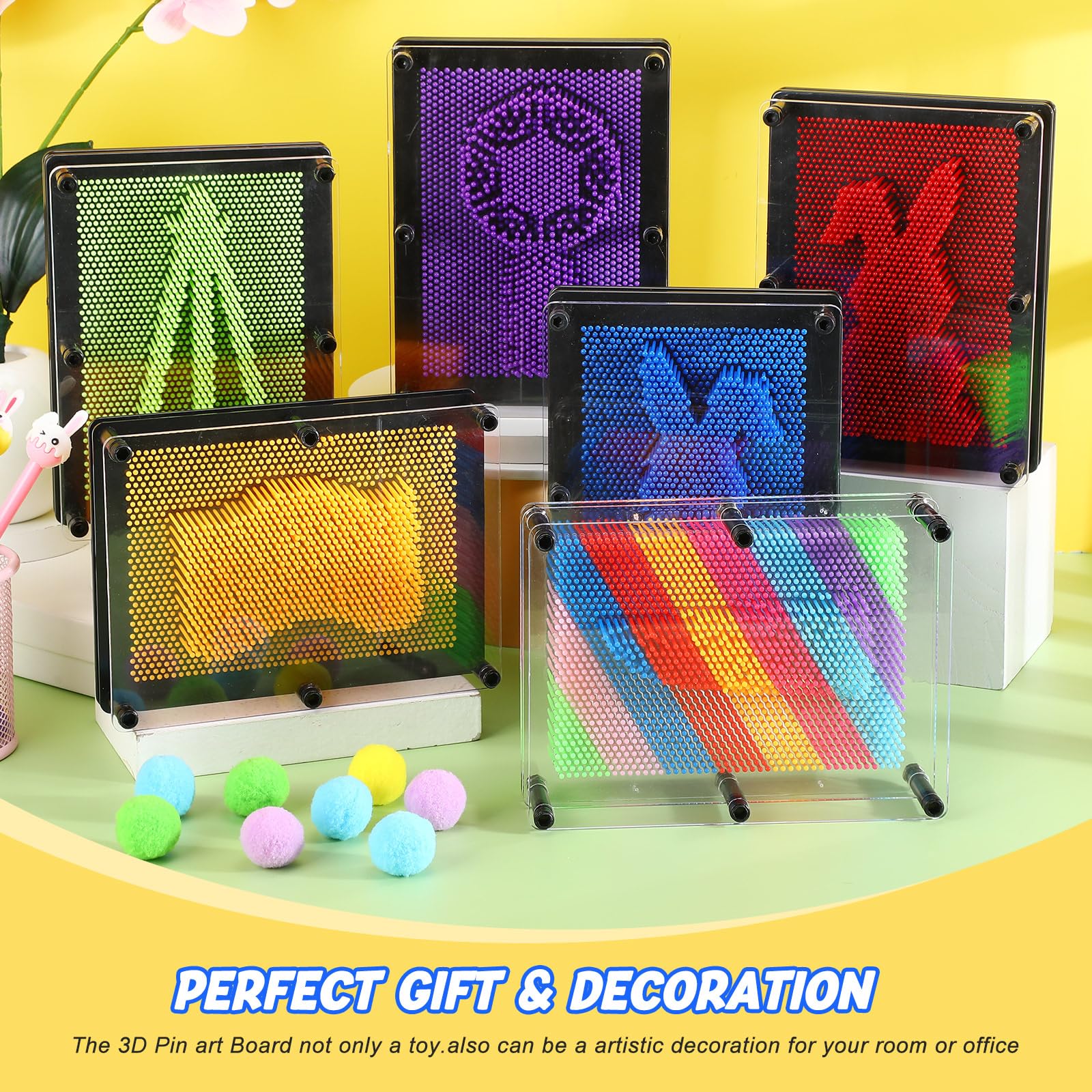 Large Colorful 3D Pin Art Impression Board for Kids and Adults