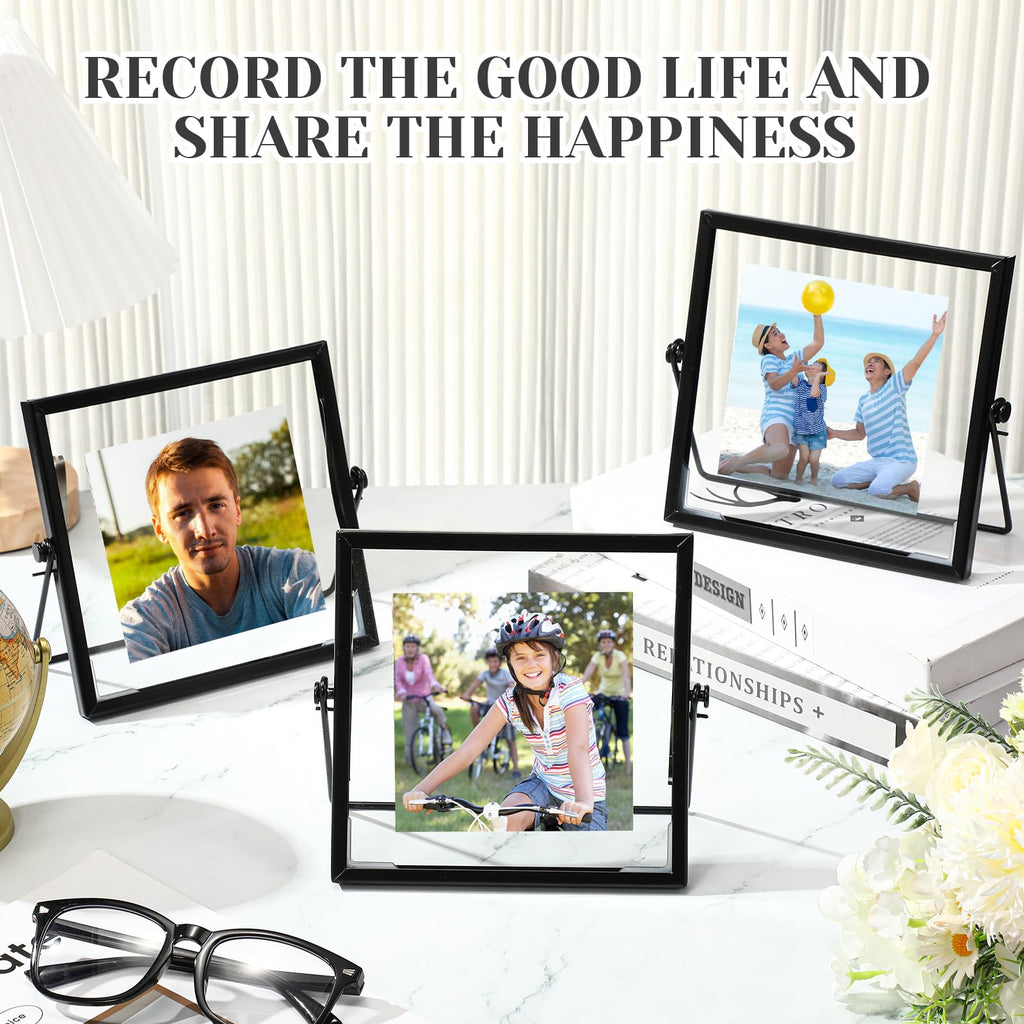 12 Piece Gold Floating Metal Glass Picture Frame Set 4 by 6 Inch