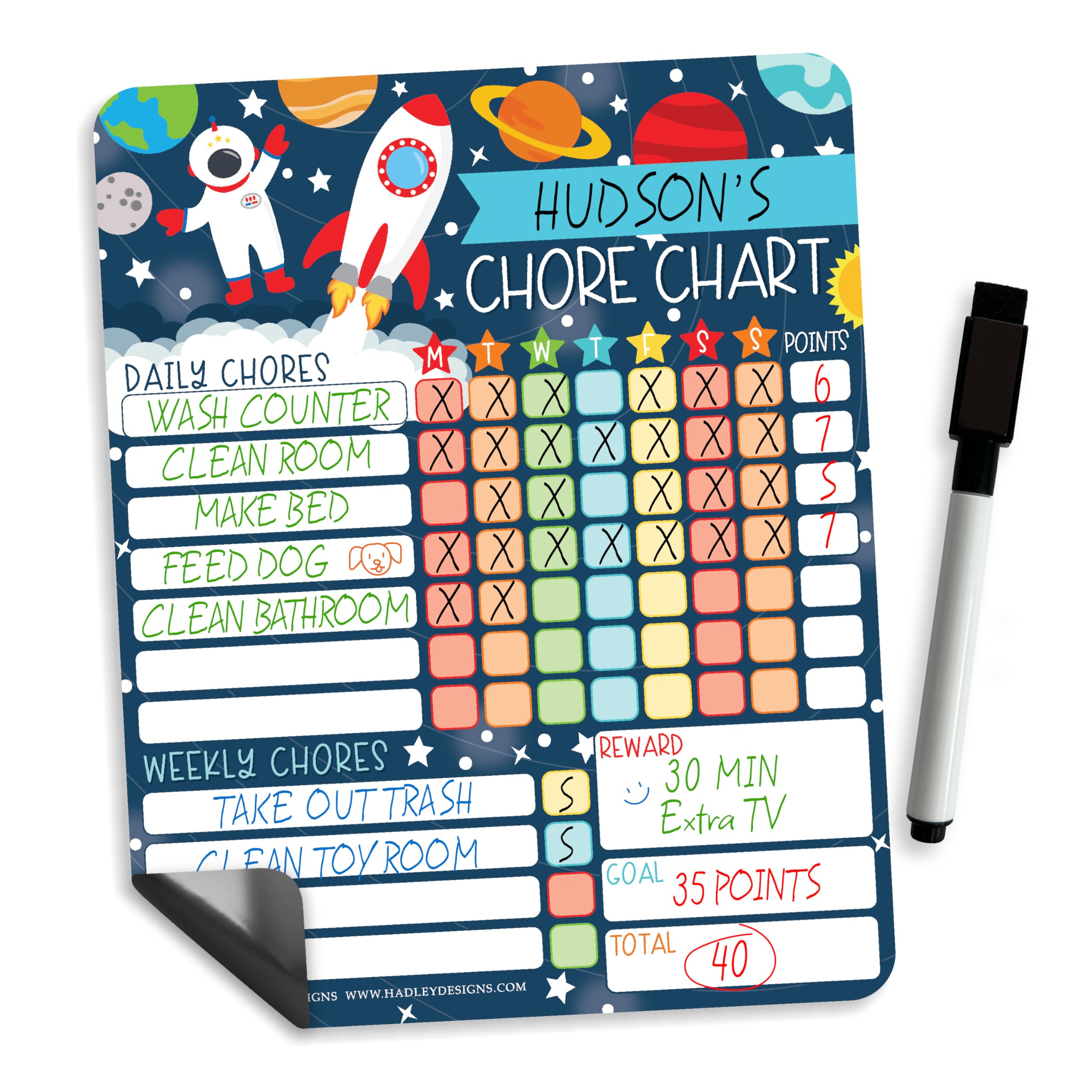Magnetic Chore and Responsibility Chart for Kids at Home
