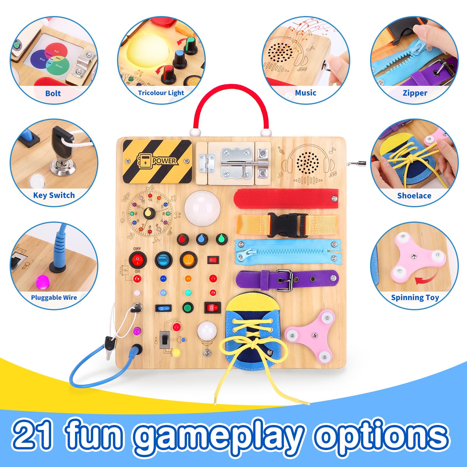 Montessori Busy Board Sensory Travel Toy for Toddlers