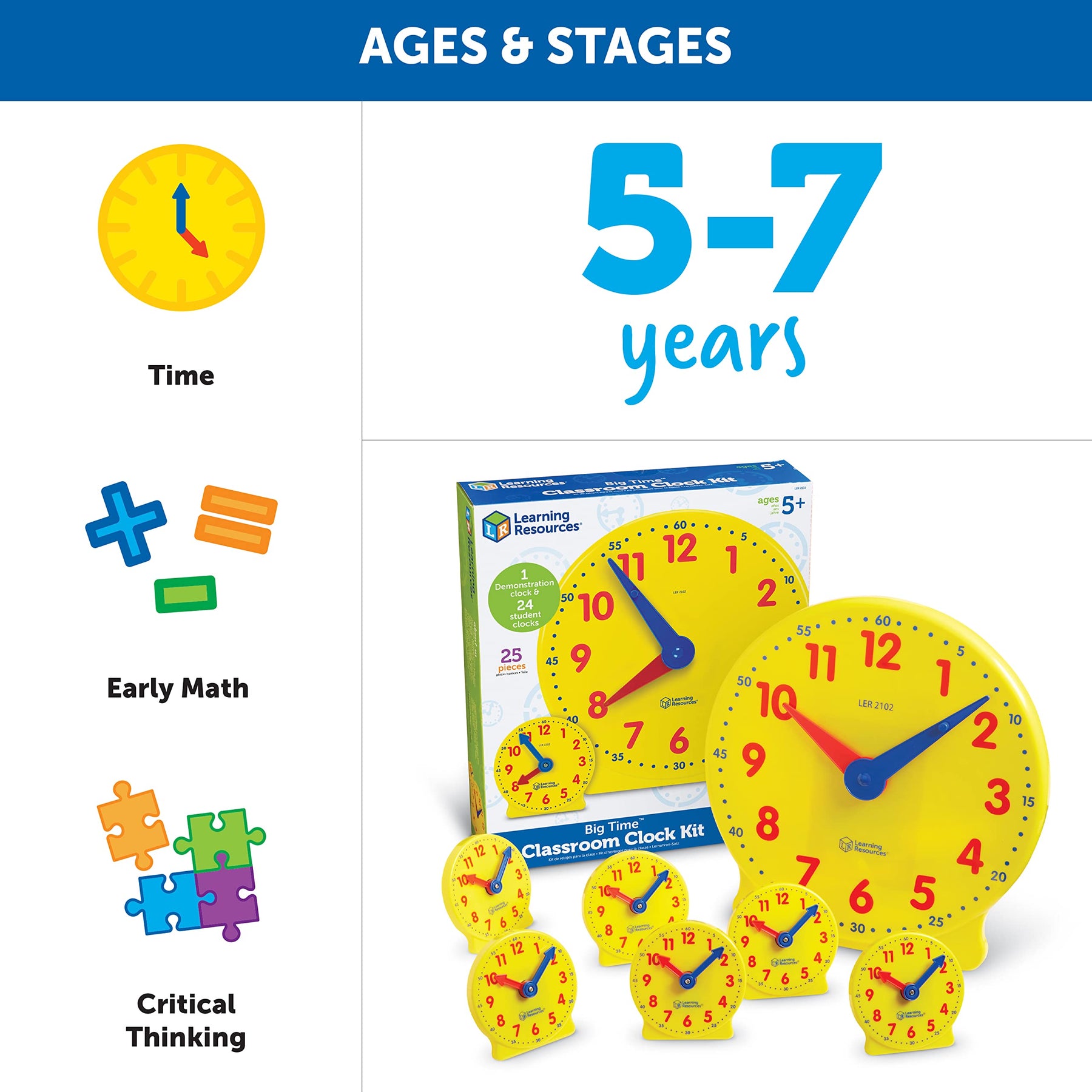 Classroom Teaching Clock Kit for Learning to Tell Time