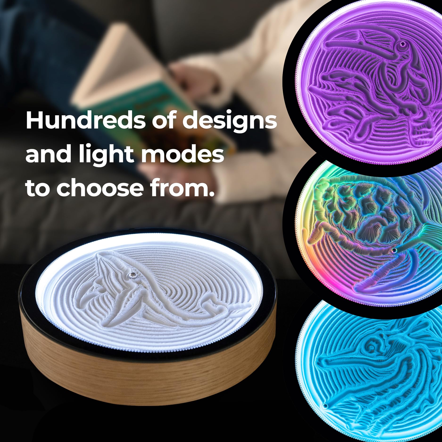 Mini Sand Art Table with Bamboo Frame Smart LED Lighting and App Control