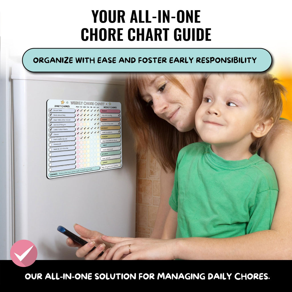 Large Magnetic Dry Erase Chore and Reward Chart for Kids and Families