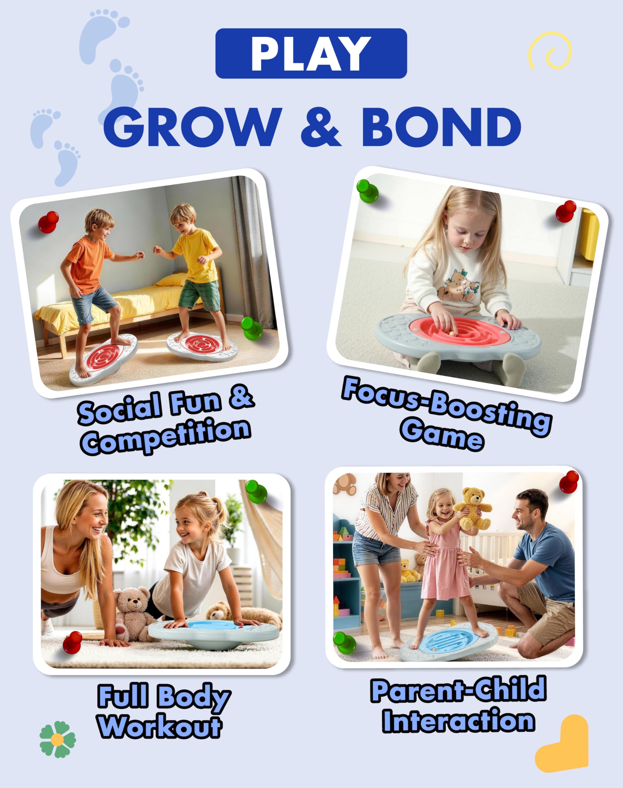 2 in 1 Maze Balance Board Sensory Training Toy for Kids Ages 3 to 12