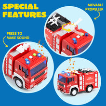Emergency Vehicle Toy Set with Lights Sounds Fire Truck and Helicopter