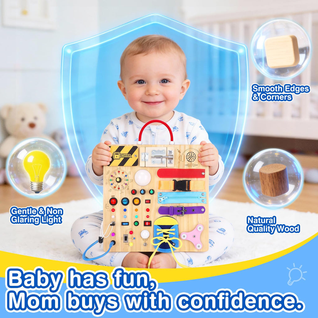 Montessori Busy Board Sensory Travel Toy for Toddlers