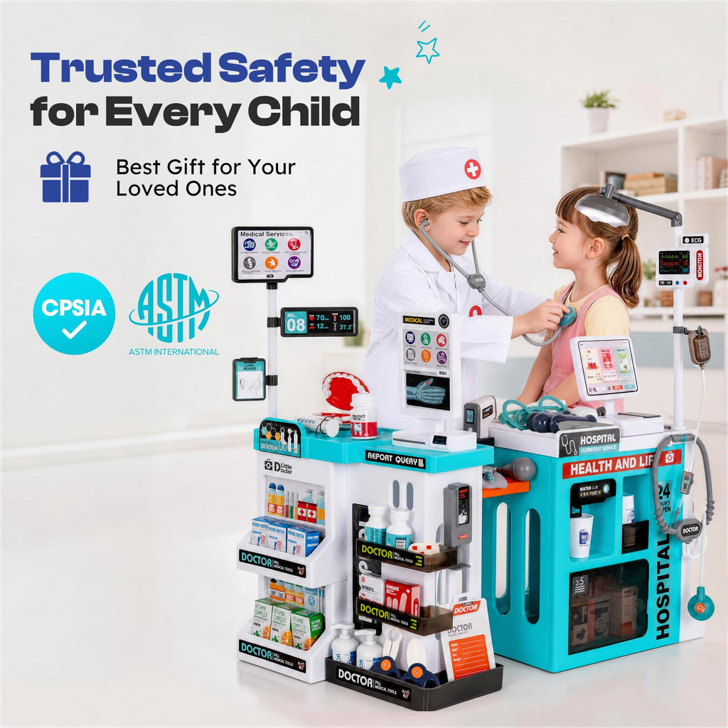 Kids Doctor Medical Station Playset with Dentist Pharmacy and Checkout