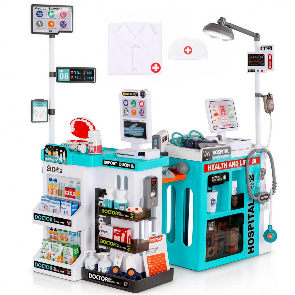 Kids Doctor Medical Station Playset with Dentist Pharmacy and Checkout
