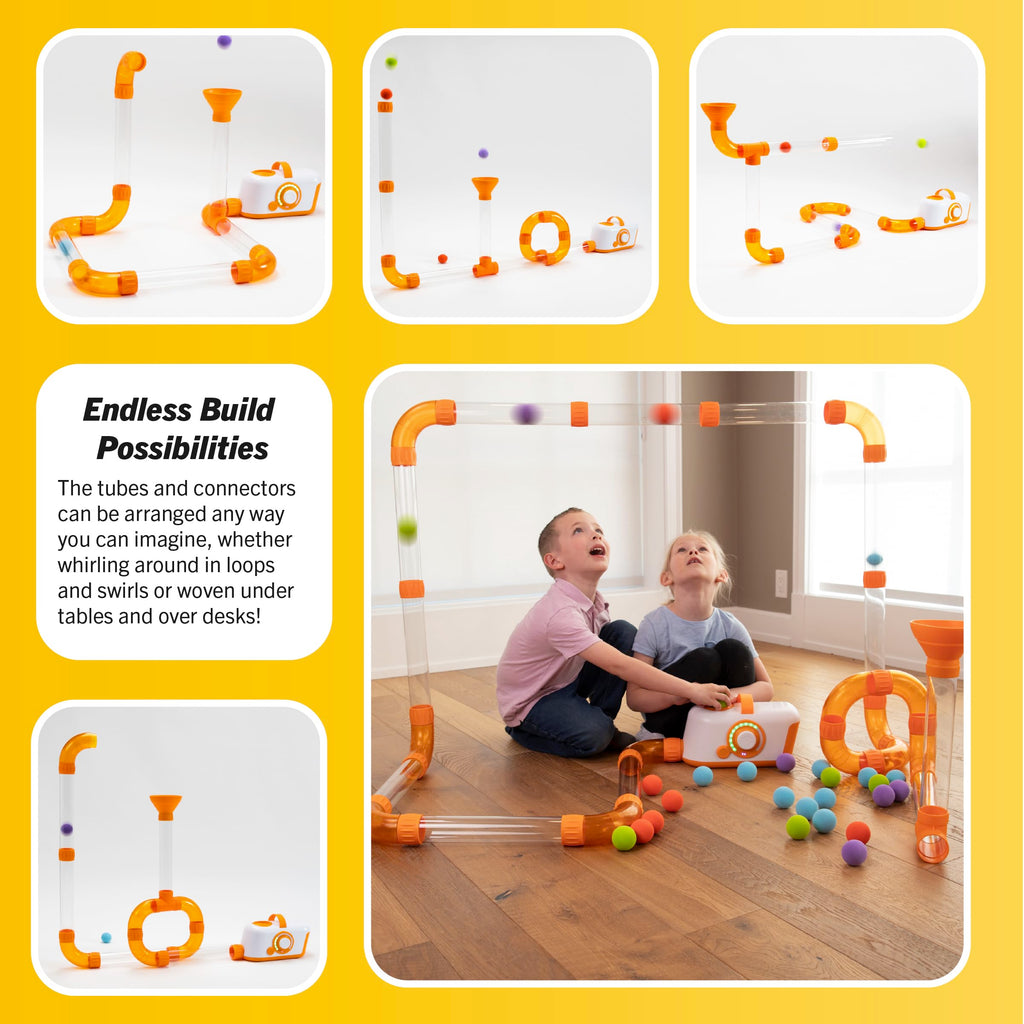 Air Powered STEM Building Tube Toy for Kids Ages 3 and Up