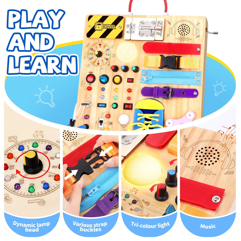 Montessori Busy Board Sensory Travel Toy for Toddlers