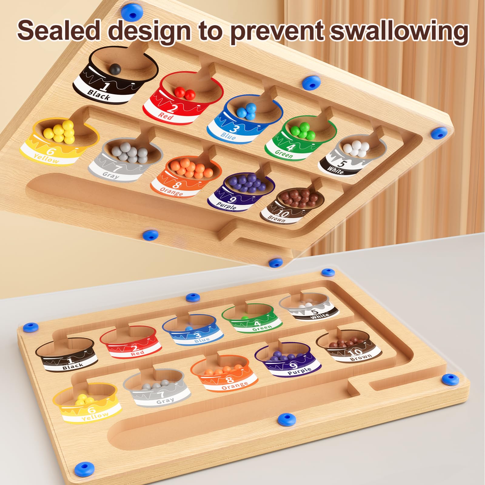 Magnetic Color Number Maze Montessori Puzzle Board Ages 3 to 5