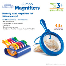 Primary Science Jumbo Magnifiers with Stands Set of Six for Kids