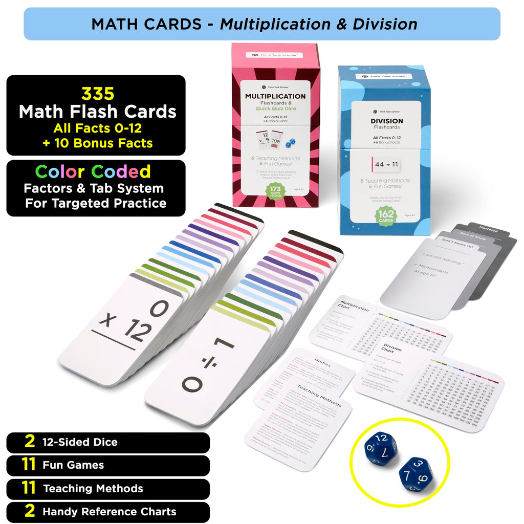 Jumbo Multiplication Flash Cards with 173 Cards for Grades 2 to 6