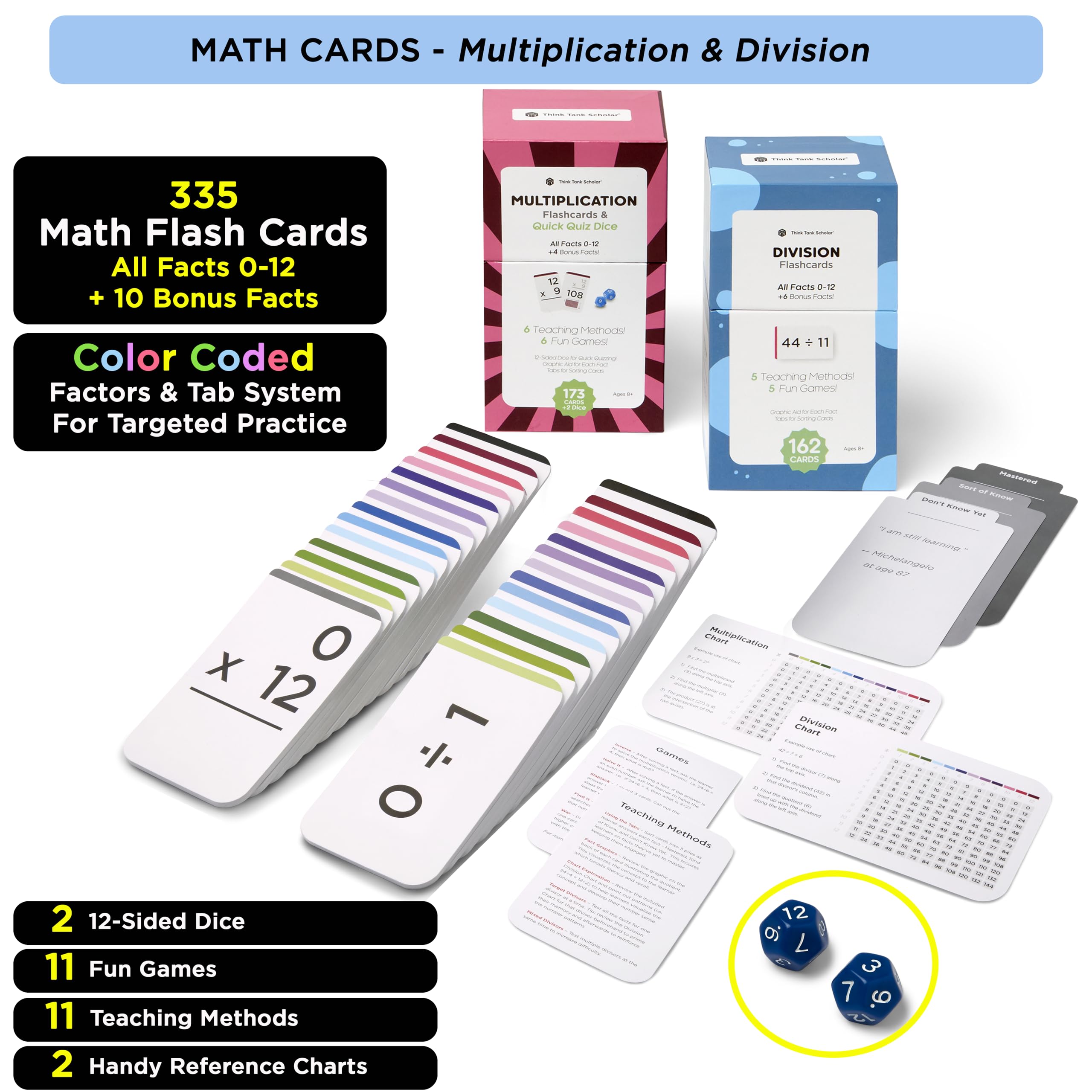 Jumbo Multiplication Flash Cards with 173 Cards for Grades 2 to 6