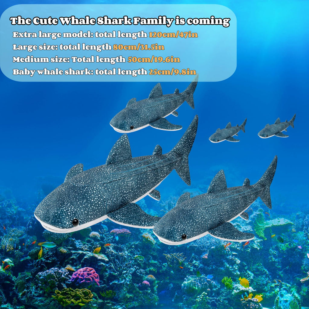 Realistic Extra Large 47 Inch Blue Whale Shark Plush Toy for Kids