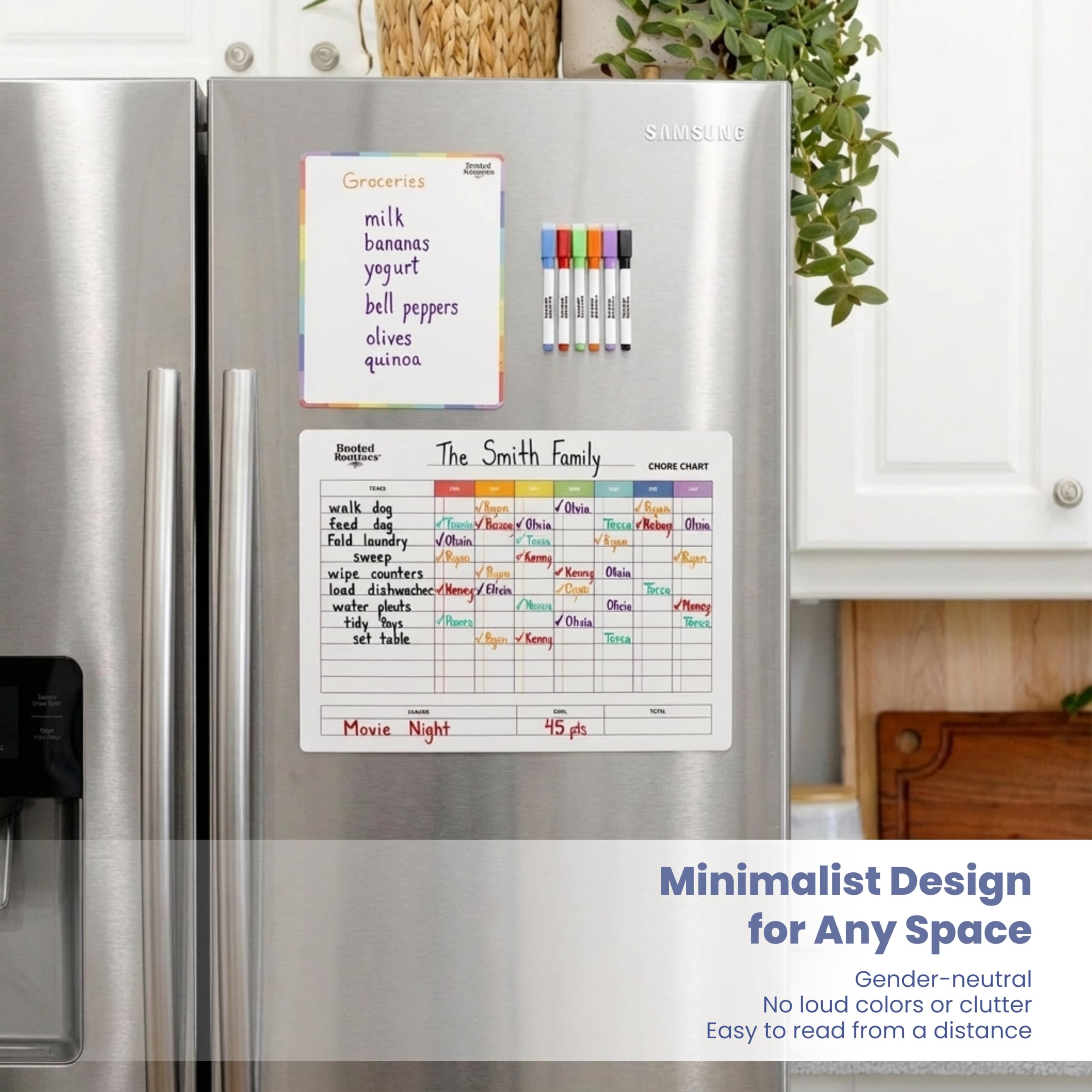 Large Magnetic Chore Chart and Dry Erase Reward Board for Families