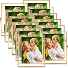 12 Piece Gold Floating Metal Glass Picture Frame Set 4 by 6 Inch