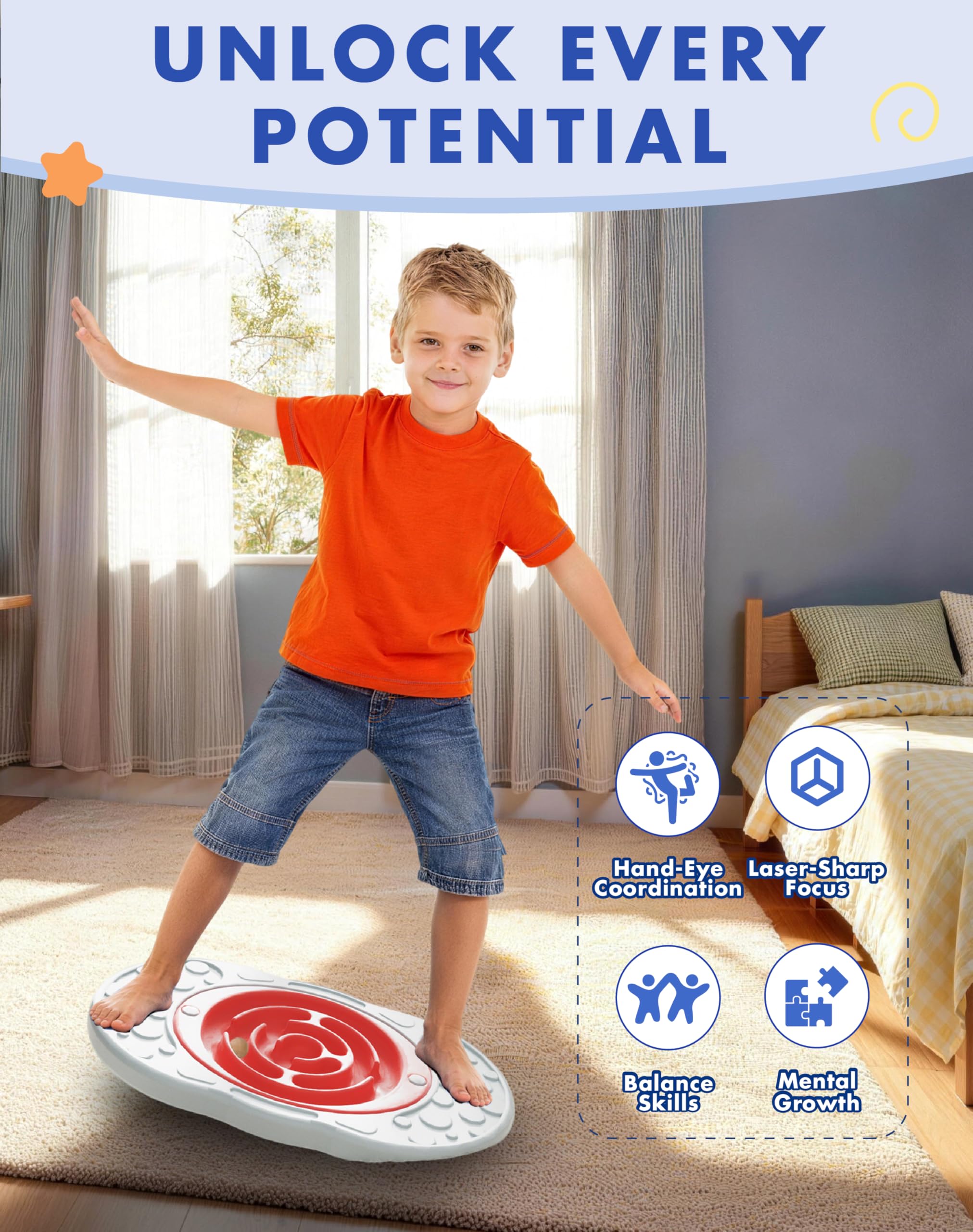 2 in 1 Maze Balance Board Sensory Training Toy for Kids Ages 3 to 12