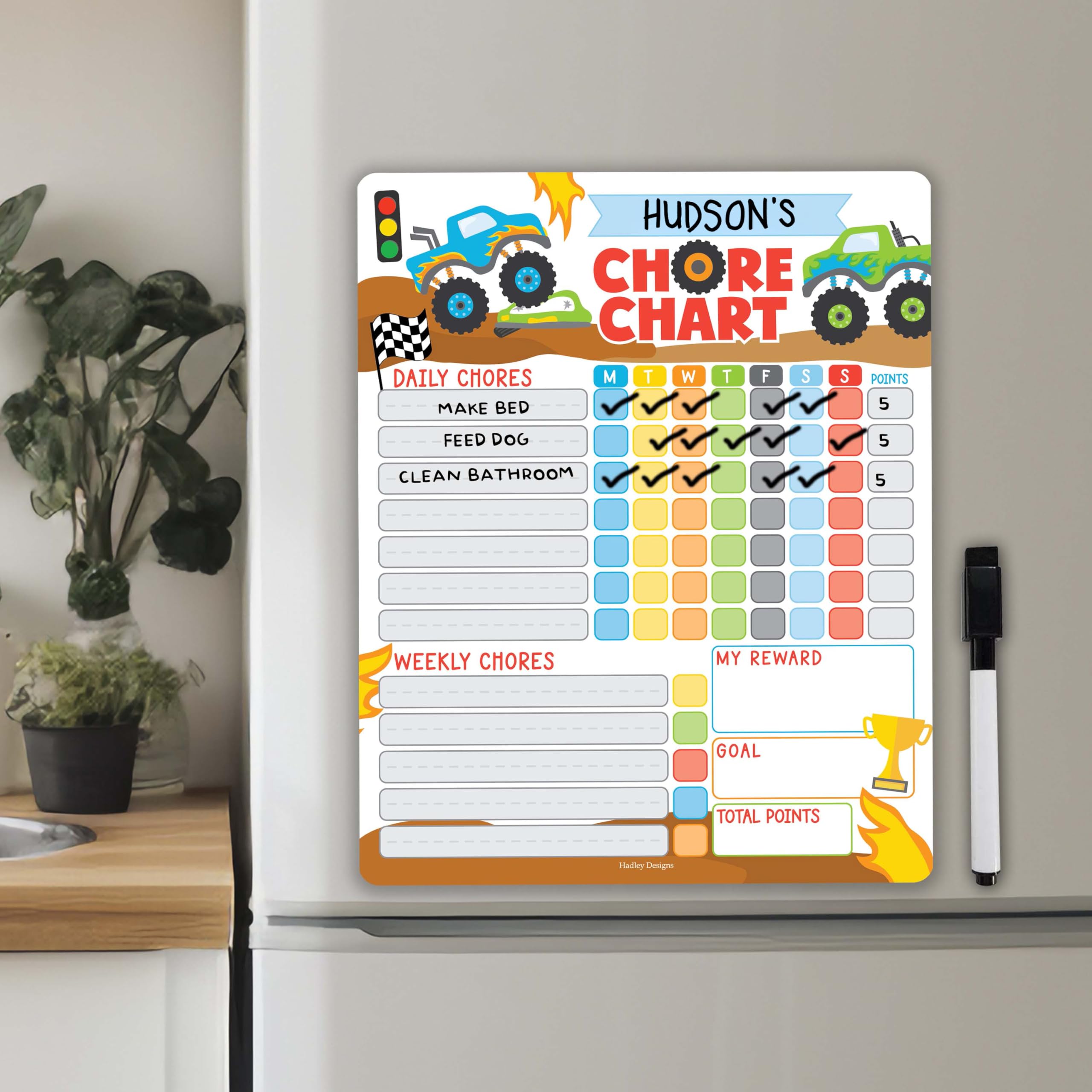 Magnetic Chore and Responsibility Chart for Kids at Home