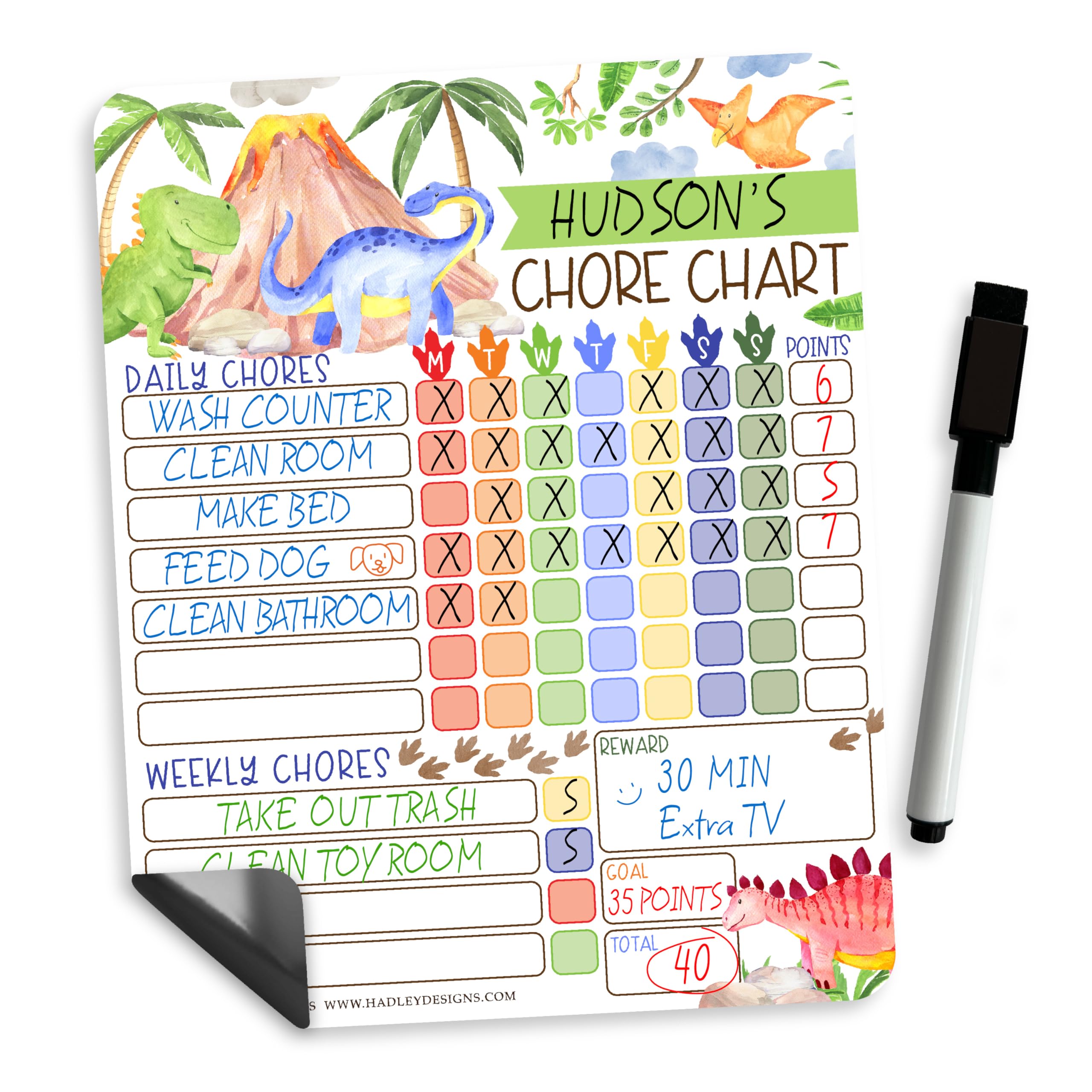 Magnetic Chore and Responsibility Chart for Kids at Home