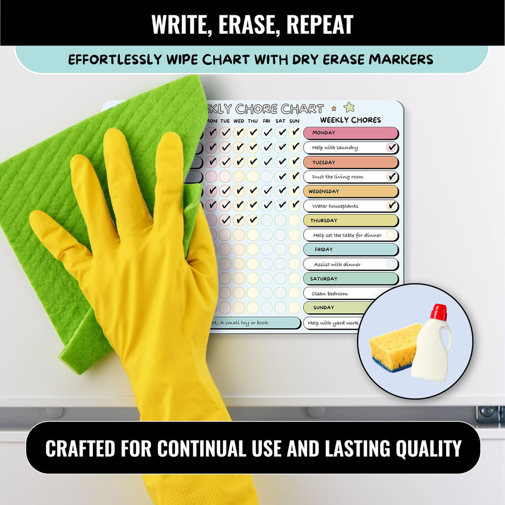 Large Magnetic Dry Erase Chore and Reward Chart for Kids and Families