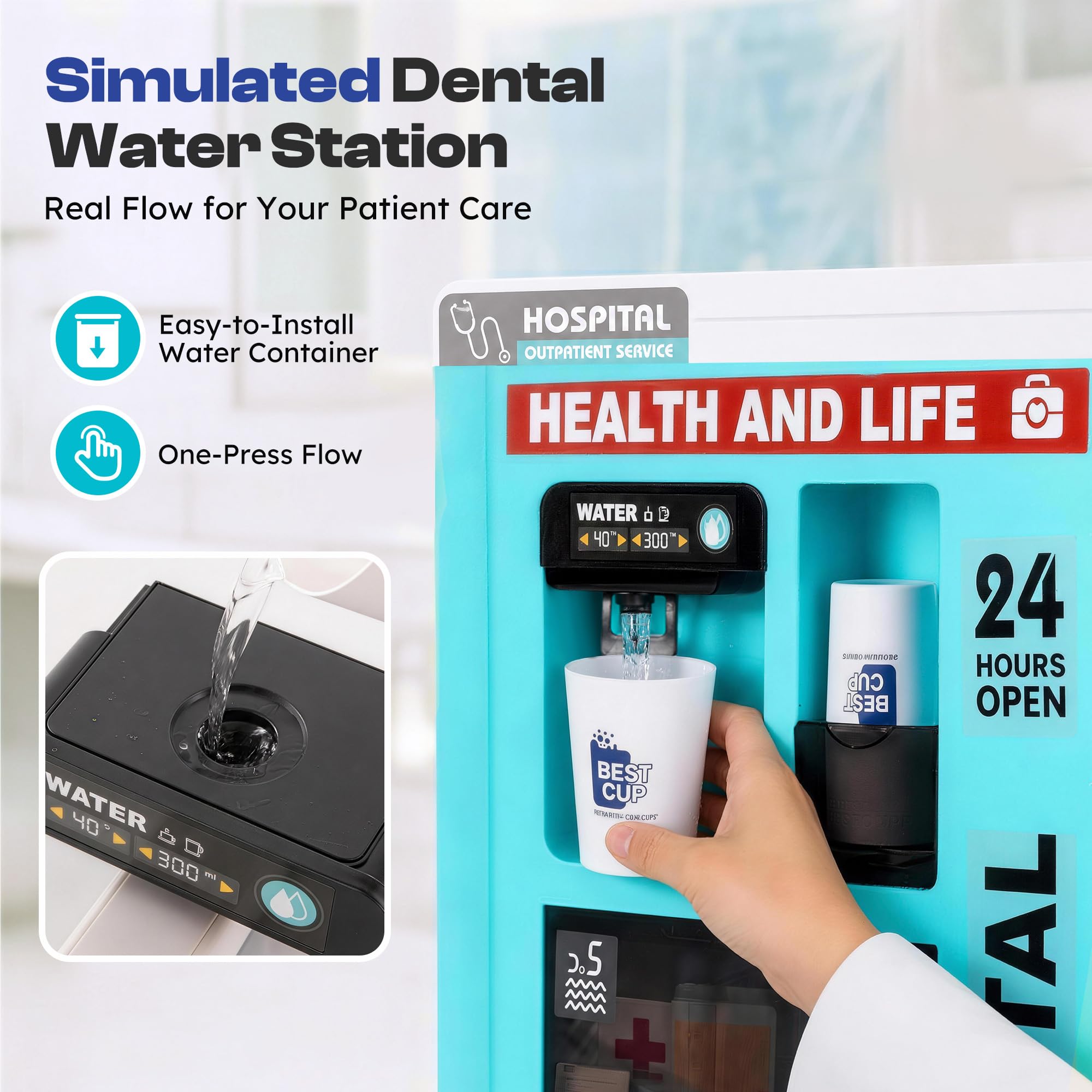 Kids Doctor Medical Station Playset with Dentist Pharmacy and Checkout