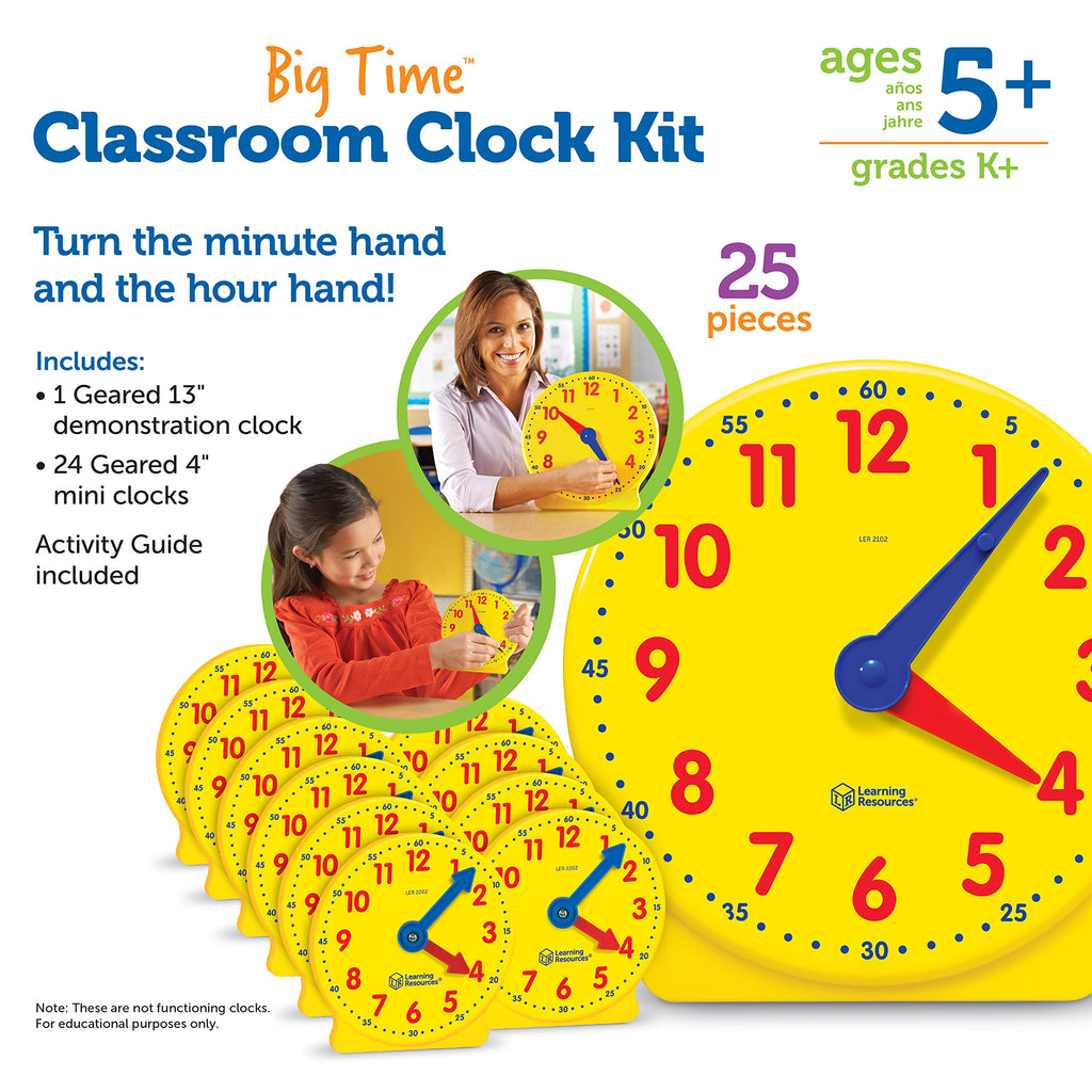 Classroom Teaching Clock Kit for Learning to Tell Time