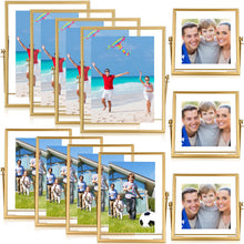 12 Piece Gold Floating Metal Glass Picture Frame Set 4 by 6 Inch