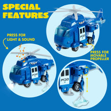 Emergency Vehicle Toy Set with Lights Sounds Fire Truck and Helicopter