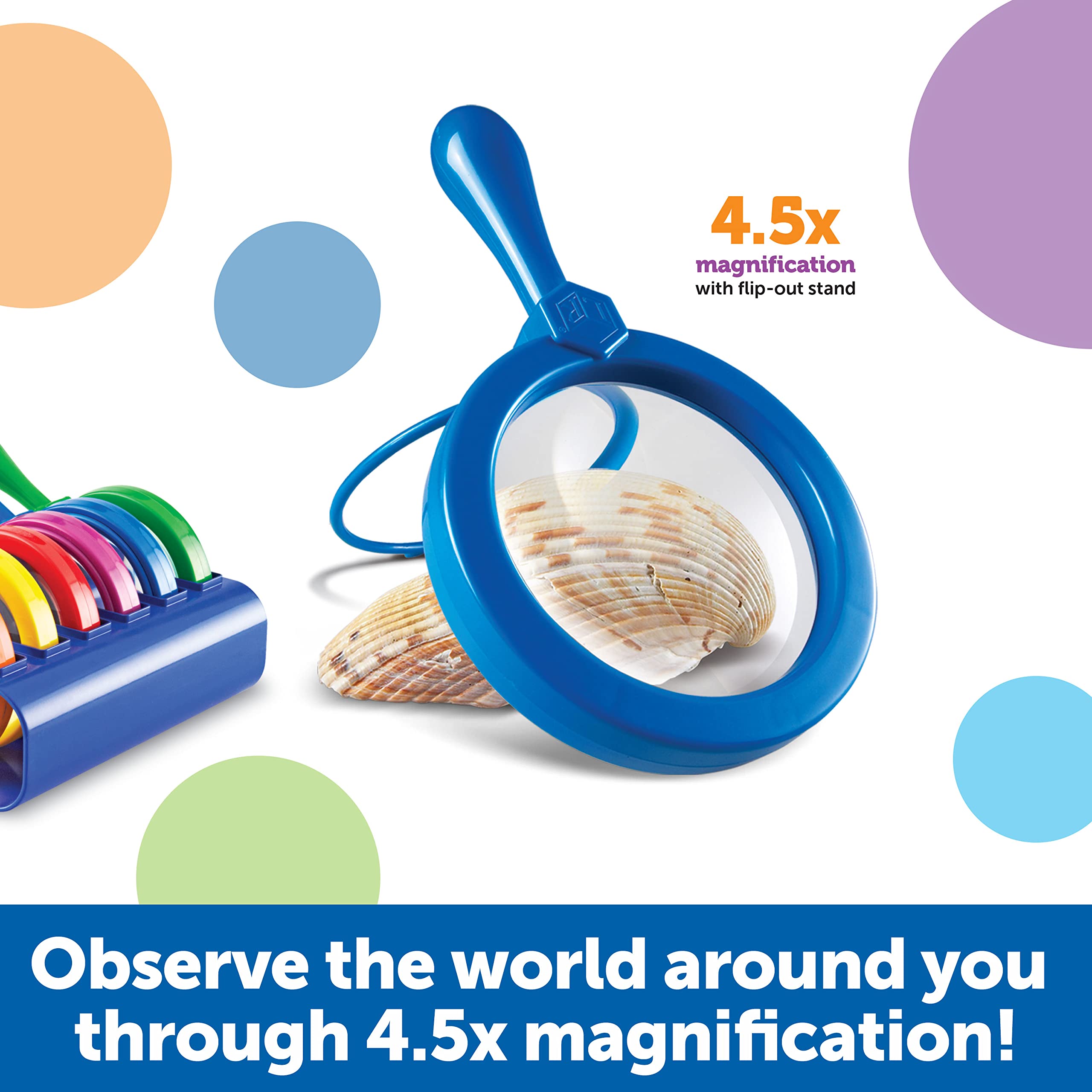 Primary Science Jumbo Magnifiers with Stands Set of Six for Kids