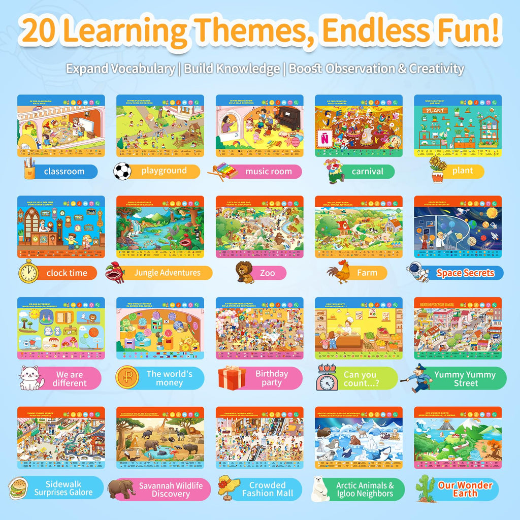 Bilingual Interactive USA and World Map Geography Learning Toy for Kids