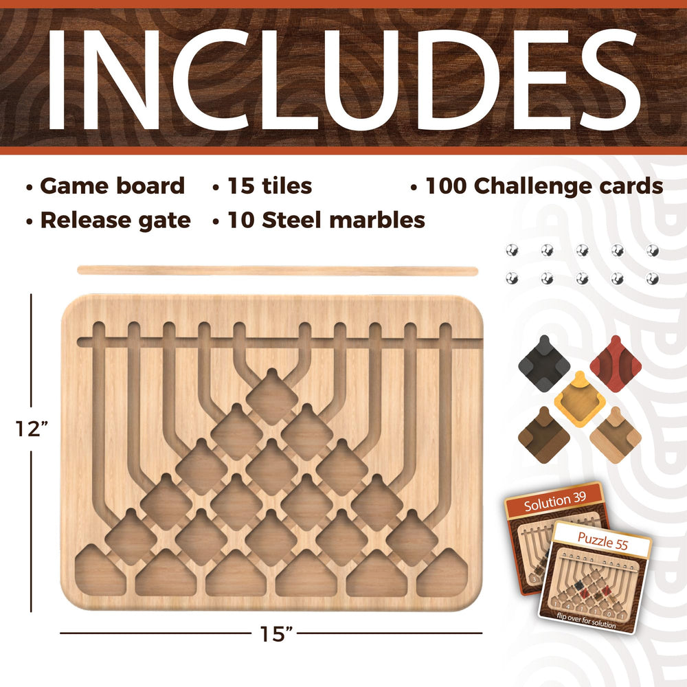 Marble Circuit Logic Puzzle Game with 100 Brain Teasers for Ages 8 Plus