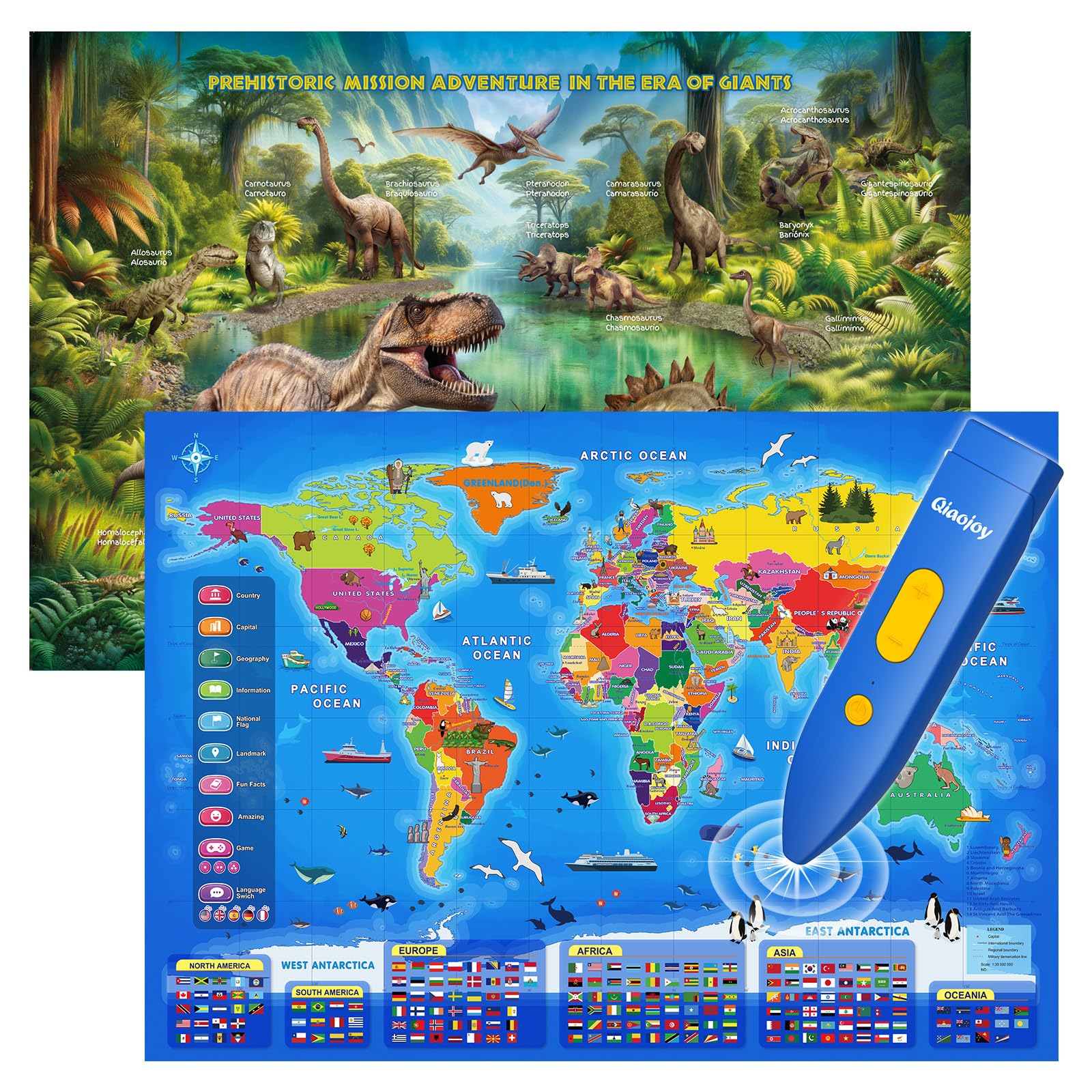 Bilingual Interactive USA and World Map Geography Learning Toy for Kids