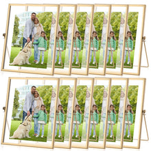 12 Piece Gold Floating Metal Glass Picture Frame Set 4 by 6 Inch