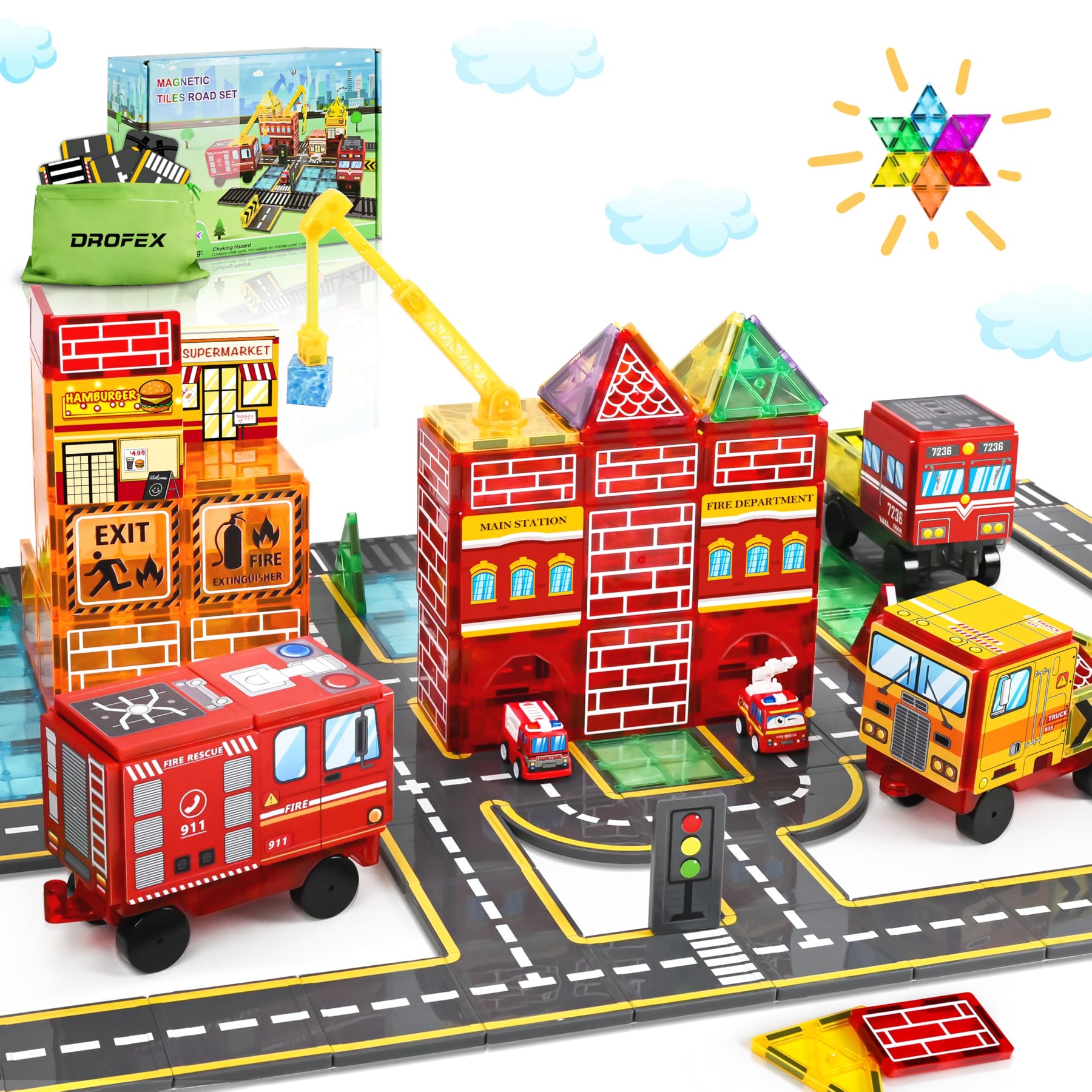Magnetic Road Tiles Building Set