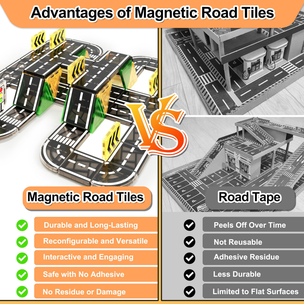 Magnetic Road Tiles Building Set